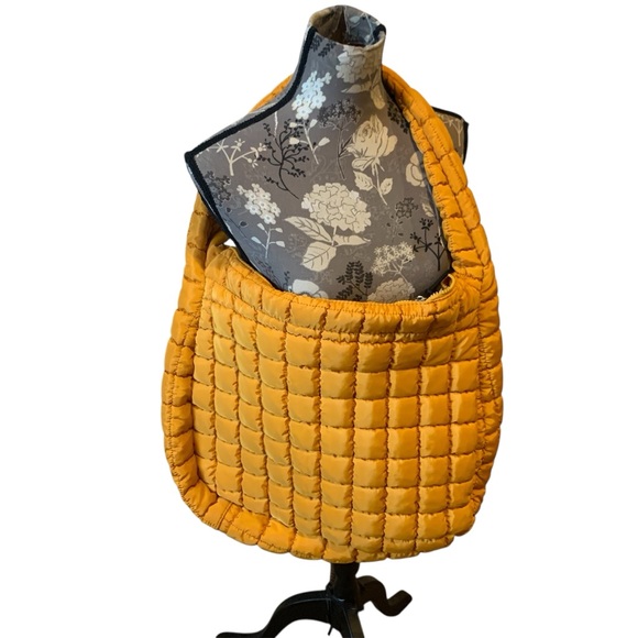 FREE PEOPLE  Quilted Shoulder Bag Mustard Yellow NWOT - Picture 3 of 6